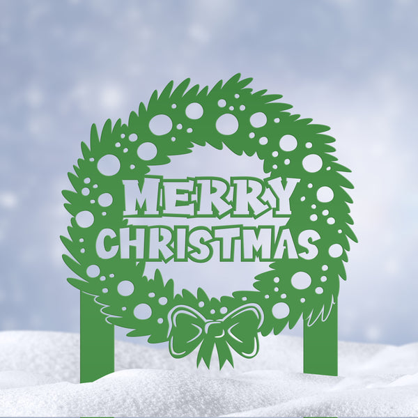 Christmas Wreath Yard Stake, Metal Lawn Decor for the Holidays, Outdoor Christmas Decorations