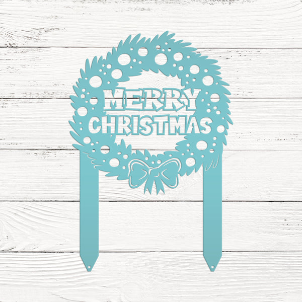 Christmas Wreath Yard Stake, Metal Lawn Decor for the Holidays, Outdoor Christmas Decorations