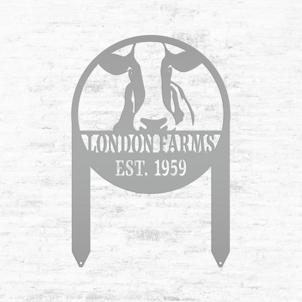 Custom Cow Farm Yard Stake, Family Name and Established Year Lawn Sign, Cattle Business Signage, Rustic Home Decor, Steer Farming Small Business