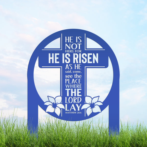 Round Outdoor Christian Easter Yard Stake - Heavy Duty Easter Decor - Gift for Christian - Powder Coated Easter Decor