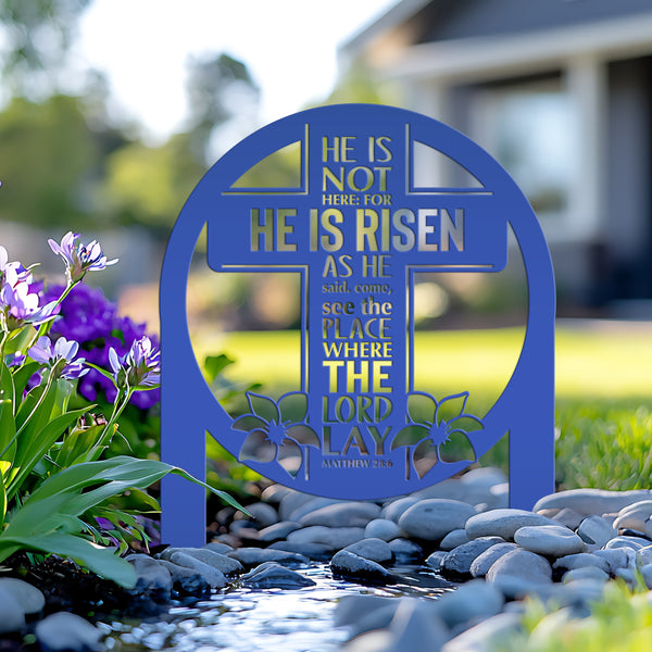 Round Outdoor Christian Easter Yard Stake - Heavy Duty Easter Decor - Gift for Christian - Powder Coated Easter Decor