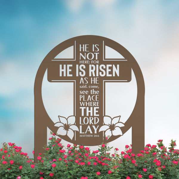 Round Outdoor Christian Easter Yard Stake - Heavy Duty Easter Decor - Gift for Christian - Powder Coated Easter Decor