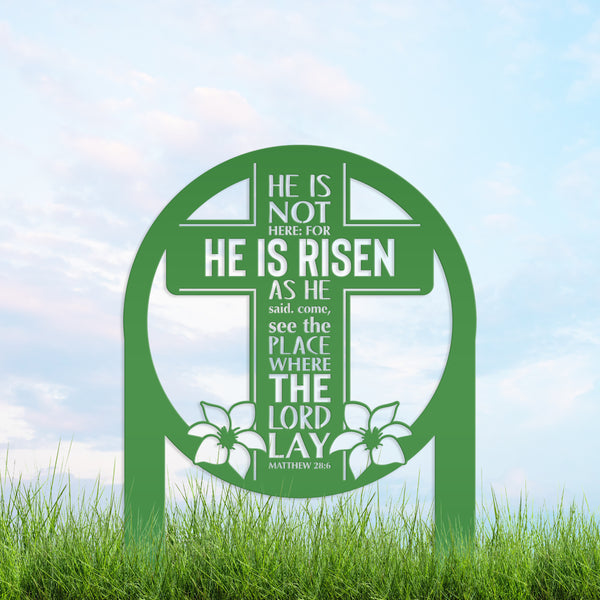 Round Outdoor Christian Easter Yard Stake - Heavy Duty Easter Decor - Gift for Christian - Powder Coated Easter Decor