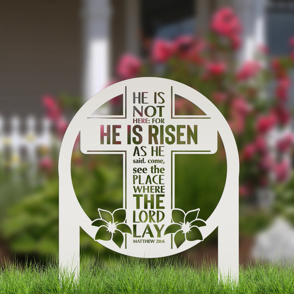 Round Outdoor Christian Easter Yard Stake - Heavy Duty Easter Decor - Gift for Christian - Powder Coated Easter Decor