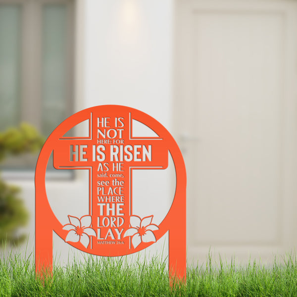 Round Outdoor Christian Easter Yard Stake - Heavy Duty Easter Decor - Gift for Christian - Powder Coated Easter Decor