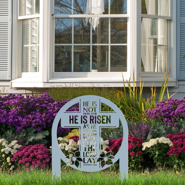 Round Outdoor Christian Easter Yard Stake - Heavy Duty Easter Decor - Gift for Christian - Powder Coated Easter Decor