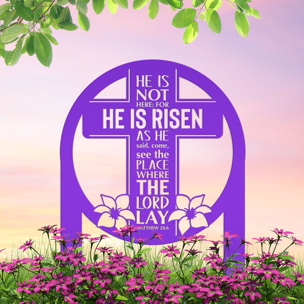 Round Outdoor Christian Easter Yard Stake - Heavy Duty Easter Decor - Gift for Christian - Powder Coated Easter Decor