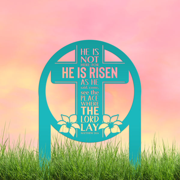 Round Outdoor Christian Easter Yard Stake - Heavy Duty Easter Decor - Gift for Christian - Powder Coated Easter Decor