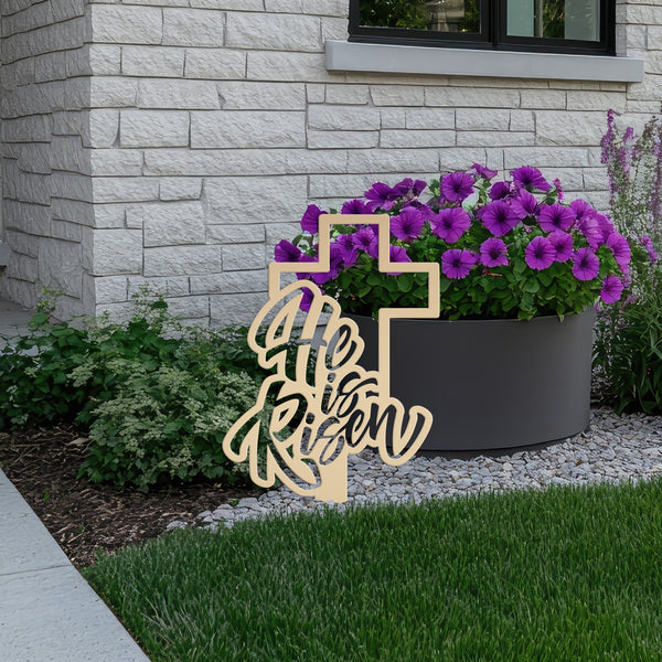 He is Risen Easter Cross Yard Stake-Easter Cross