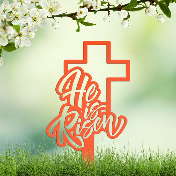 He is Risen Easter Cross Yard Stake-Easter Cross