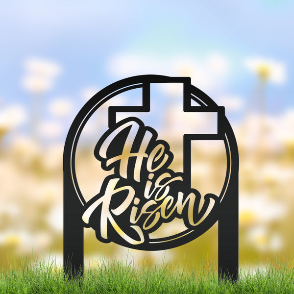 Metal He Is Risen Yard Stake - Christian Easter Decor - Easter Yard Decoration for the Yard -Outdoor Easter Decorations