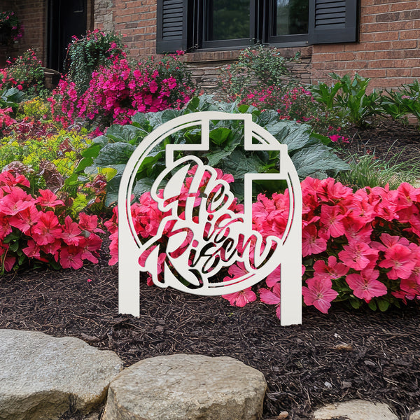 Metal He Is Risen Yard Stake - Christian Easter Decor - Easter Yard Decoration for the Yard -Outdoor Easter Decorations