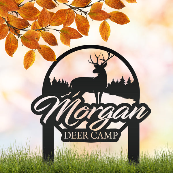 Custom Deer Camp Laser Cut Metal Yard Stake-Custom-Personalized Deer Yard Sign - Deer-Hunting Cabin-Business