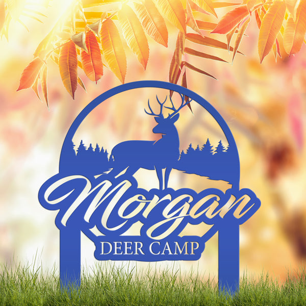 Custom Deer Camp Laser Cut Metal Yard Stake-Custom-Personalized Deer Yard Sign - Deer-Hunting Cabin-Business