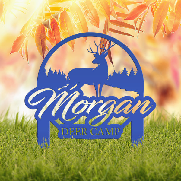 Custom Deer Camp Laser Cut Metal Yard Stake-Custom-Personalized Deer Yard Sign - Deer-Hunting Cabin-Business