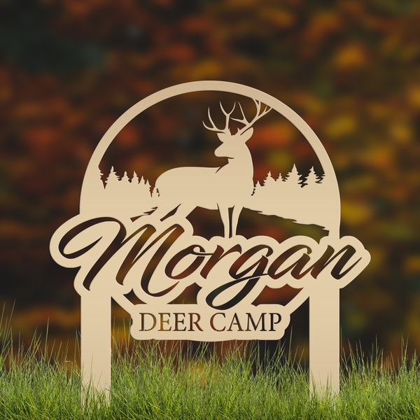 Custom Deer Camp Laser Cut Metal Yard Stake-Custom-Personalized Deer Yard Sign - Deer-Hunting Cabin-Business