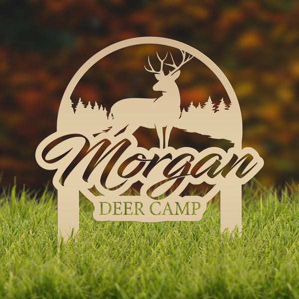 Custom Deer Camp Laser Cut Metal Yard Stake-Custom-Personalized Deer Yard Sign - Deer-Hunting Cabin-Business