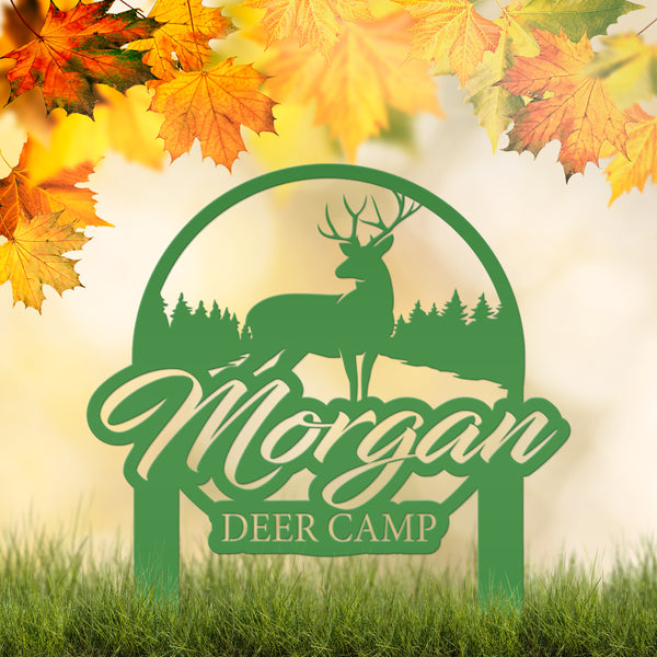Custom Deer Camp Laser Cut Metal Yard Stake-Custom-Personalized Deer Yard Sign - Deer-Hunting Cabin-Business