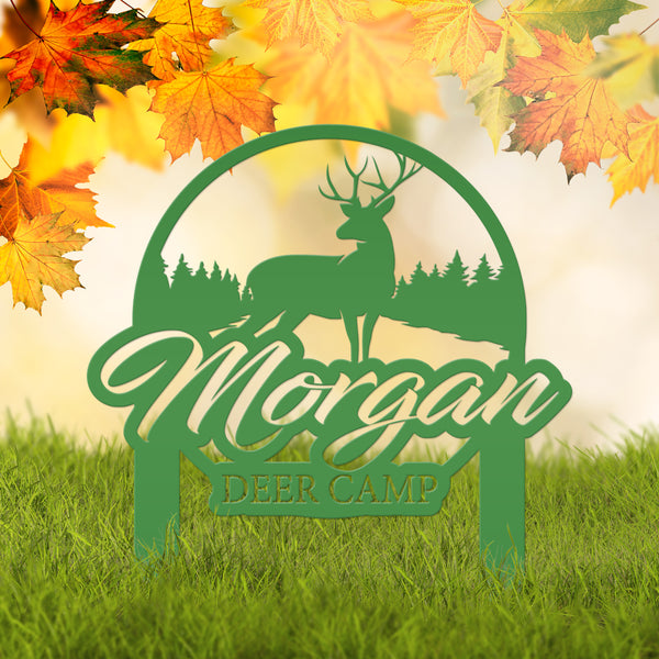 Custom Deer Camp Laser Cut Metal Yard Stake-Custom-Personalized Deer Yard Sign - Deer-Hunting Cabin-Business