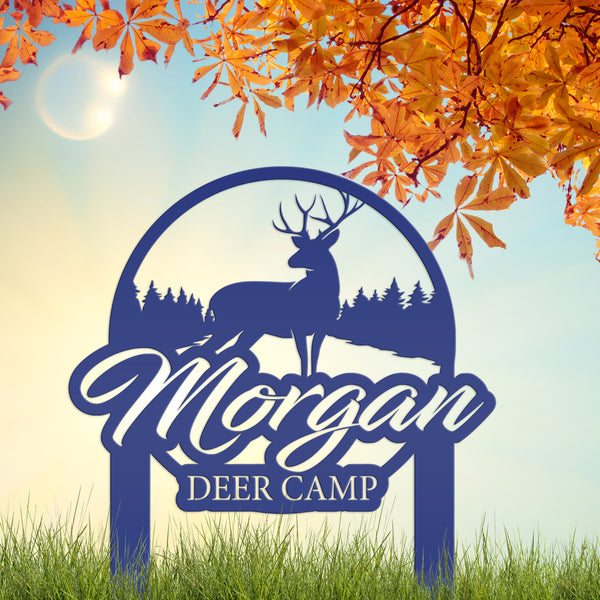 Custom Deer Camp Laser Cut Metal Yard Stake-Custom-Personalized Deer Yard Sign - Deer-Hunting Cabin-Business