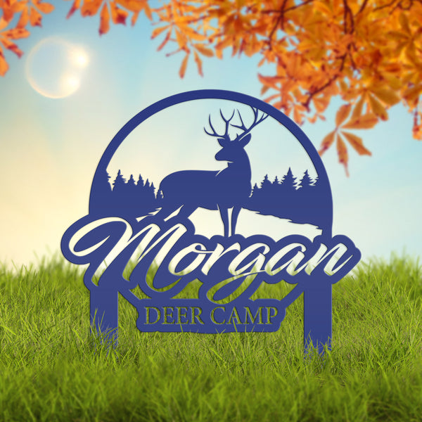 Custom Deer Camp Laser Cut Metal Yard Stake-Custom-Personalized Deer Yard Sign - Deer-Hunting Cabin-Business