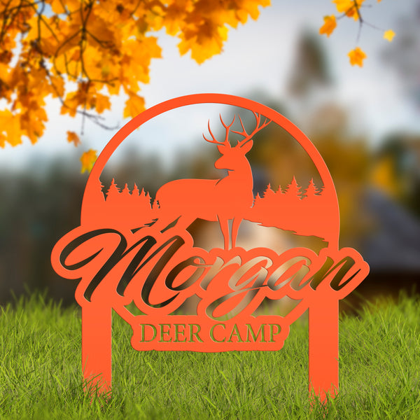 Custom Deer Camp Laser Cut Metal Yard Stake-Custom-Personalized Deer Yard Sign - Deer-Hunting Cabin-Business