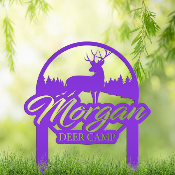 Custom Deer Camp Laser Cut Metal Yard Stake-Custom-Personalized Deer Yard Sign - Deer-Hunting Cabin-Business