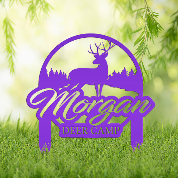 Custom Deer Camp Laser Cut Metal Yard Stake-Custom-Personalized Deer Yard Sign - Deer-Hunting Cabin-Business