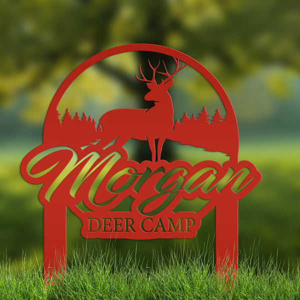 Custom Deer Camp Laser Cut Metal Yard Stake-Custom-Personalized Deer Yard Sign - Deer-Hunting Cabin-Business