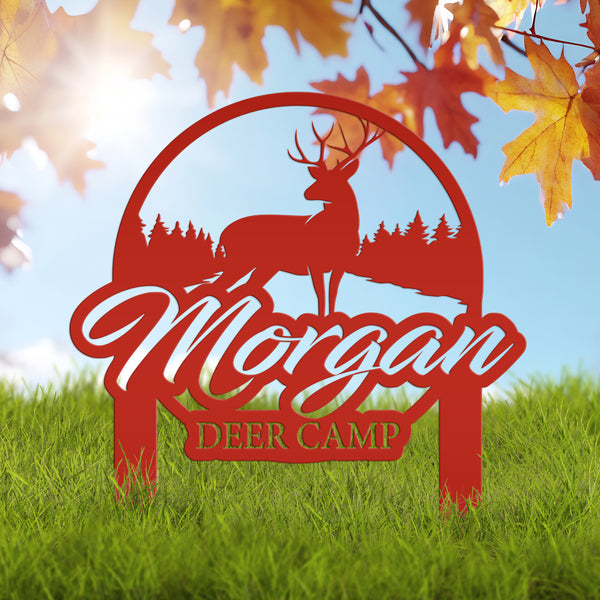 Custom Deer Camp Laser Cut Metal Yard Stake-Custom-Personalized Deer Yard Sign - Deer-Hunting Cabin-Business