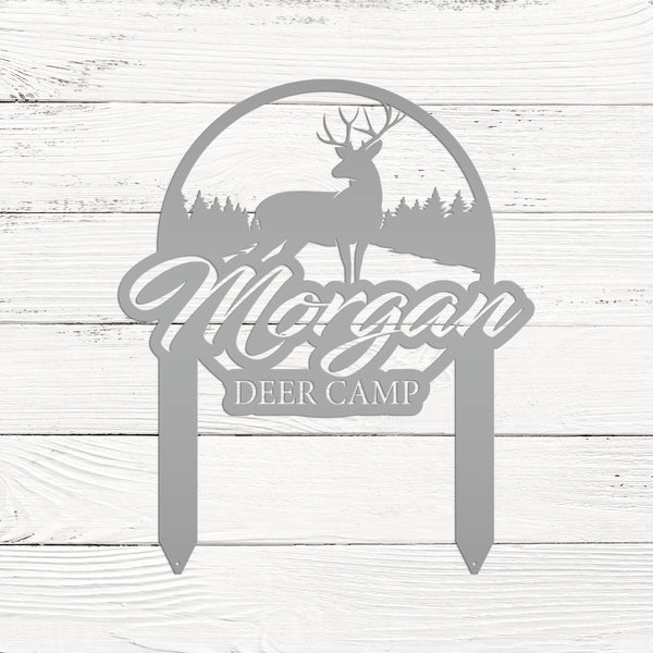 Custom Deer Camp Laser Cut Metal Yard Stake-Custom-Personalized Deer Yard Sign - Deer-Hunting Cabin-Business