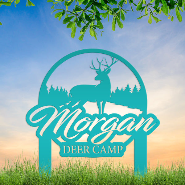 Custom Deer Camp Laser Cut Metal Yard Stake-Custom-Personalized Deer Yard Sign - Deer-Hunting Cabin-Business