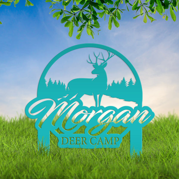 Custom Deer Camp Laser Cut Metal Yard Stake-Custom-Personalized Deer Yard Sign - Deer-Hunting Cabin-Business