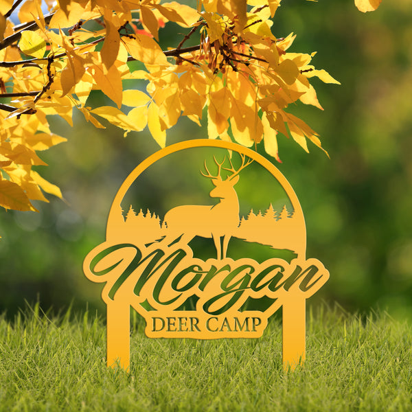 Custom Deer Camp Laser Cut Metal Yard Stake-Custom-Personalized Deer Yard Sign - Deer-Hunting Cabin-Business