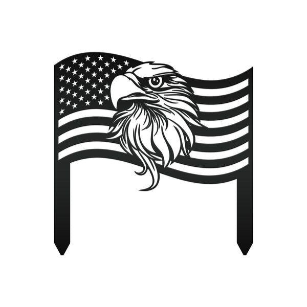 American Flag with Eagle Metal Yard Stake
