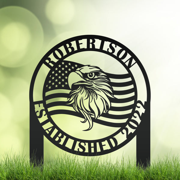 Personalized Eagle Garden Flag, Patriotic Yard stake, Garden Flag for the Lawn, Patriotic Lawn Decor, Personalized Memorial Gift, Veteran Gift