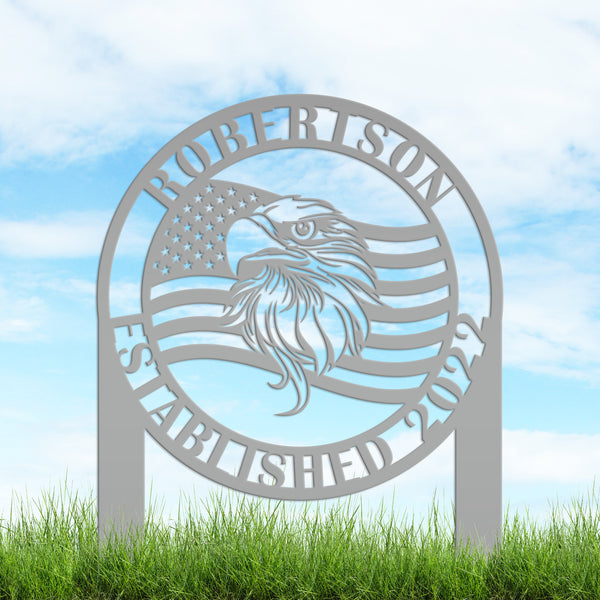 Personalized Eagle Garden Flag, Patriotic Yard stake, Garden Flag for the Lawn, Patriotic Lawn Decor, Personalized Memorial Gift, Veteran Gift