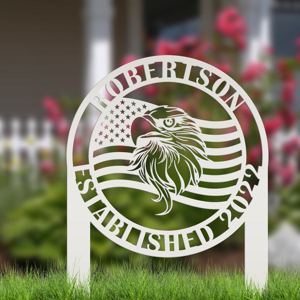 Personalized Eagle Garden Flag, Patriotic Yard stake, Garden Flag for the Lawn, Patriotic Lawn Decor, Personalized Memorial Gift, Veteran Gift