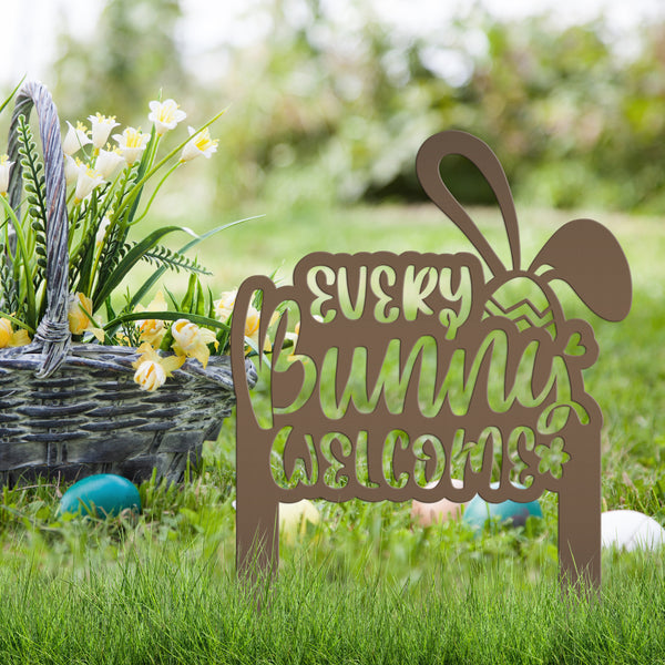 Every Bunny Welcome Metal Yard Stake - Easter Decor-Easter Lawn -Yard Decor- Outdoor Lawn Decor for Easter