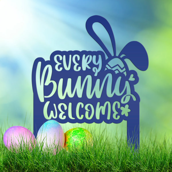 Every Bunny Welcome Metal Yard Stake - Easter Decor-Easter Lawn -Yard Decor- Outdoor Lawn Decor for Easter