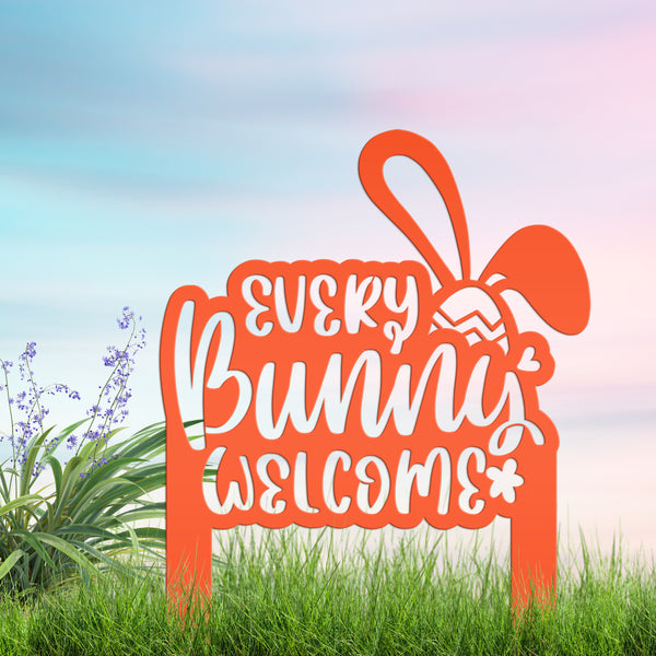 Every Bunny Welcome Metal Yard Stake - Easter Decor-Easter Lawn -Yard Decor- Outdoor Lawn Decor for Easter