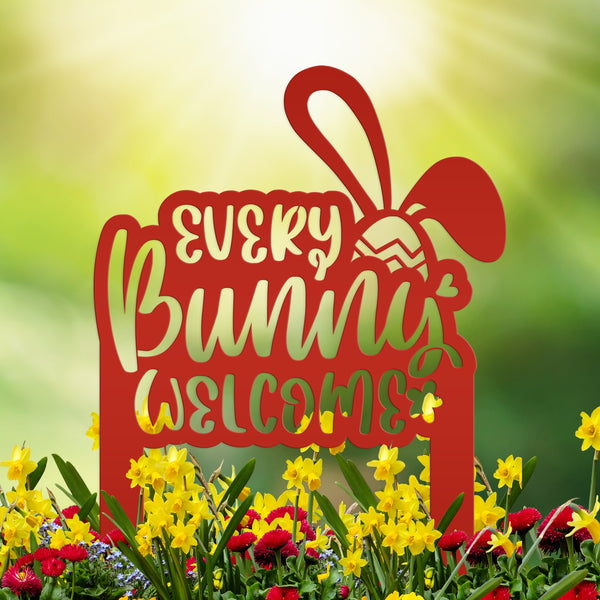 Every Bunny Welcome Metal Yard Stake - Easter Decor-Easter Lawn -Yard Decor- Outdoor Lawn Decor for Easter