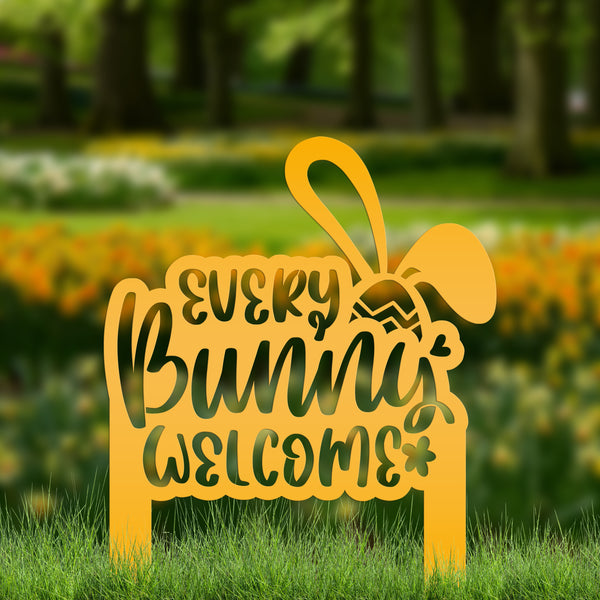 Every Bunny Welcome Metal Yard Stake - Easter Decor-Easter Lawn -Yard Decor- Outdoor Lawn Decor for Easter