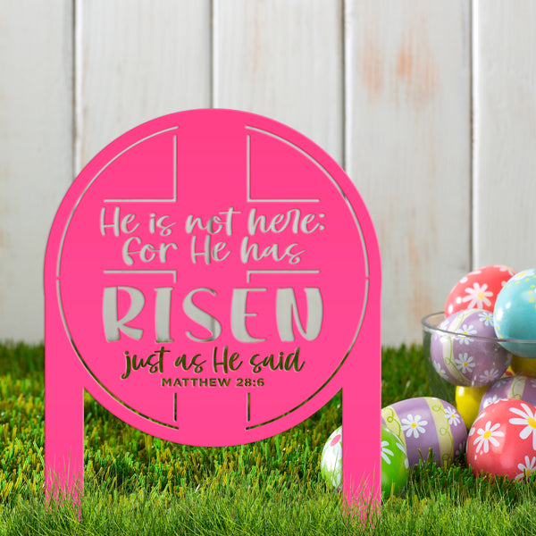 Metal Outdoor Easter Yard Stake - He Is Risen Christian Easter Decor-Christian Yard Decor-Yard Ornaments