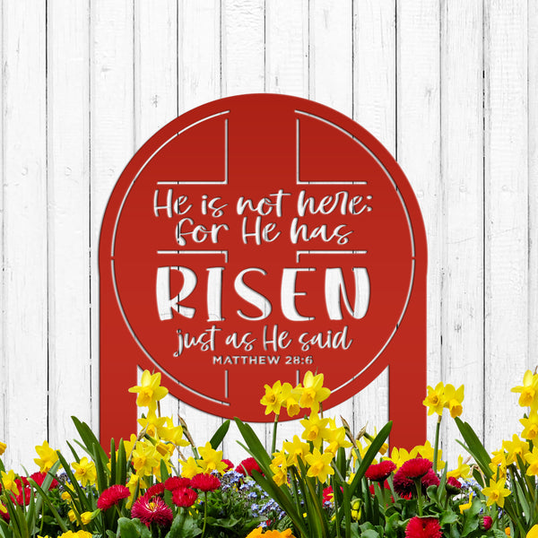 Metal Outdoor Easter Yard Stake - He Is Risen Christian Easter Decor-Christian Yard Decor-Yard Ornaments