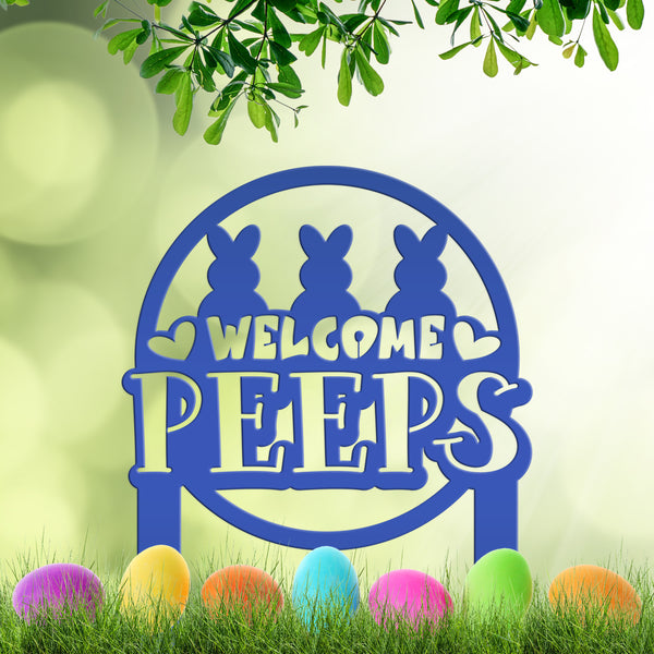 Welcome Peeps Metal Yard Stake - Easter Decor-Easter Outdoor Yard Decor