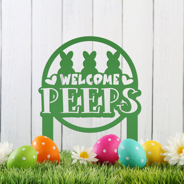 Welcome Peeps Metal Yard Stake - Easter Decor-Easter Outdoor Yard Decor