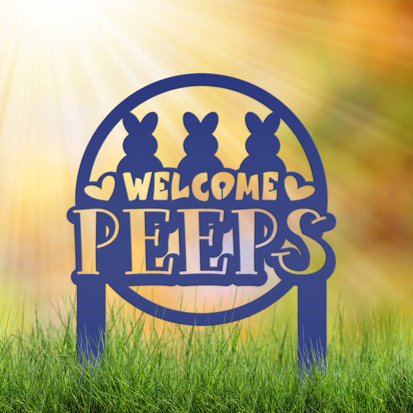 Welcome Peeps Metal Yard Stake - Easter Decor-Easter Outdoor Yard Decor