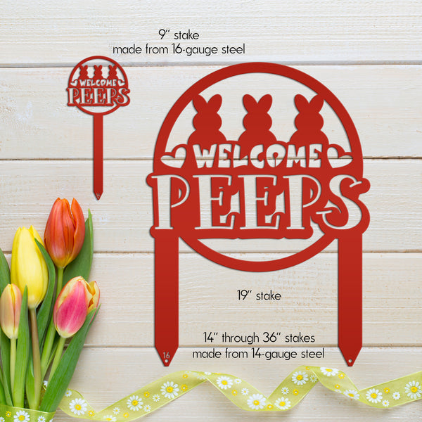 Welcome Peeps Metal Yard Stake - Easter Decor-Easter Outdoor Yard Decor