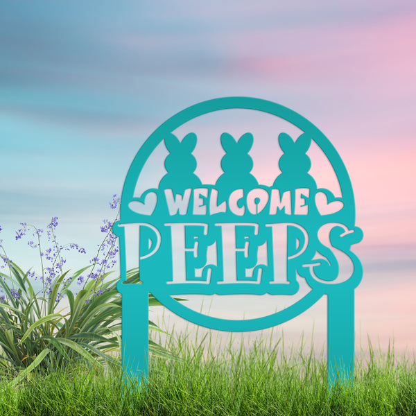 Welcome Peeps Metal Yard Stake - Easter Decor-Easter Outdoor Yard Decor